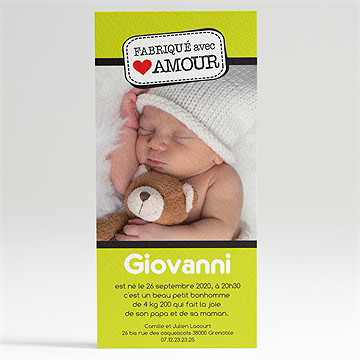 Faire-part naissance avec amour