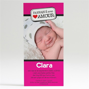 Faire-part naissance fabriqué avec amour