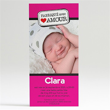 Faire-part naissance fabriqué avec amour