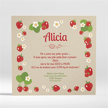 Faire-part naissance fraise des bois