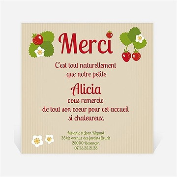 Remerciement naissance fraise des bois