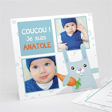 Faire-part naissance lapin carotte