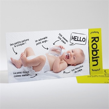 Faire-part naissance pictogrammes sur photo