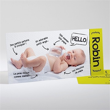 Faire-part naissance pictogrammes sur photo