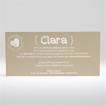 Faire-part naissance bande dessinée pictogrammes - Dos du faire-part