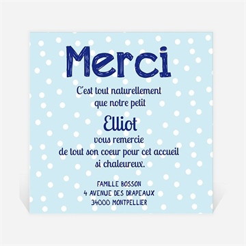 Remerciement naissance petit body garçon