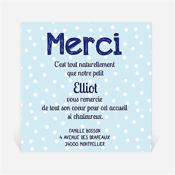 Remerciement naissance petit body garçon