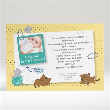 Faire-part naissance au jeu du chat et de la souris