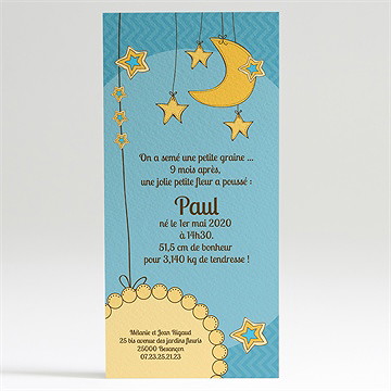 Faire-part naissance clair de lune - Dos du faire-part