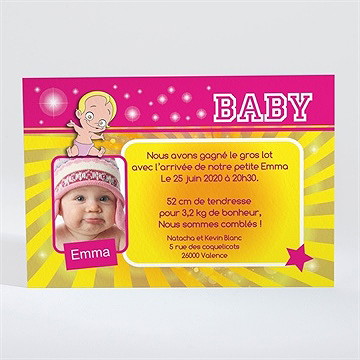 Faire-part naissance jeux enfant original drole - Dos du faire-part