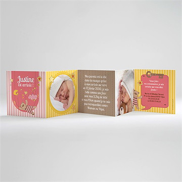 Faire-part naissance annonce vintage illustration - Faire-part ouvert