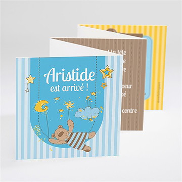 Faire-part naissance nounours dans les airs