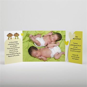 Faire-part naissance nos deux jumeaux - Intérieur du faire-part