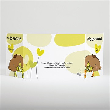 Faire-part naissance nos deux jumeaux - Dos du faire-part