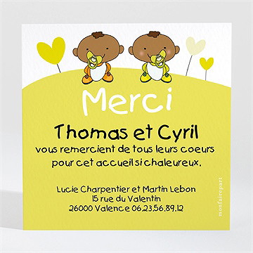 Remerciement naissance nos deux jumeaux
