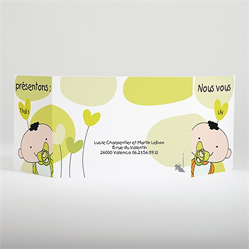 Faire-part naissance nos 2 jumeaux - Dos du faire-part