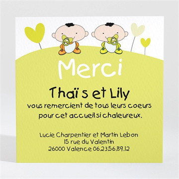 Remerciement naissance nos 2 jumeaux