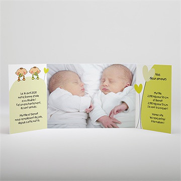Faire-part naissance nous vous présentons jumeaux - Intérieur du faire-part