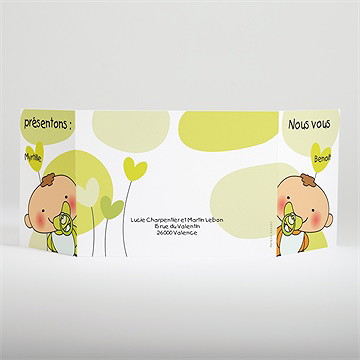 Faire-part naissance nous vous présentons jumeaux - Dos du faire-part