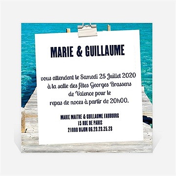 Carton d'invitation mariage sur le ponton