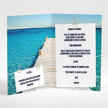 Menu mariage sur le ponton - Intérieur du menu