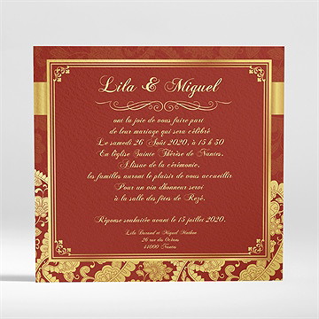 Faire-part mariage inspiration bollywood - Dos du faire-part