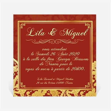 Carton d'invitation mariage inspiration bollywood