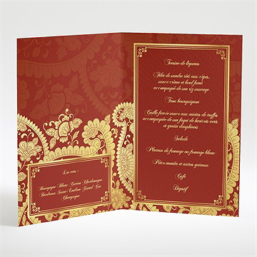 Menu mariage inspiration bollywood - Menu ouvert