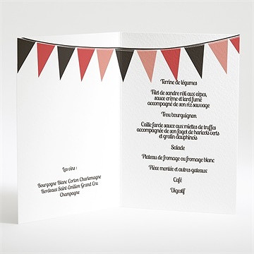 Menu mariage mariage sous les fanions - Intérieur du menu