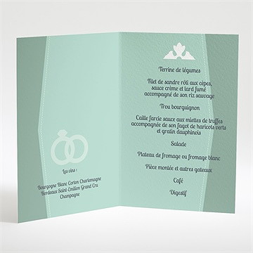 Menu mariage silhouettes noires et blanches - Intérieur du menu