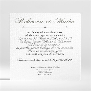 Faire-part mariage sérénité - Dos du faire-part