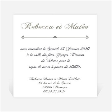 Carton d'invitation mariage sérénité