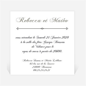 Carton d'invitation mariage sérénité