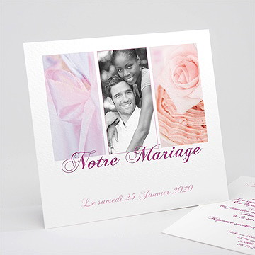 Faire-part mariage dans un lit de roses