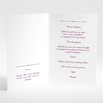 Menu mariage dans un lit de roses - Intérieur du menu