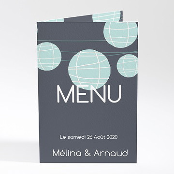Menu mariage guirlande de lampions ardoise