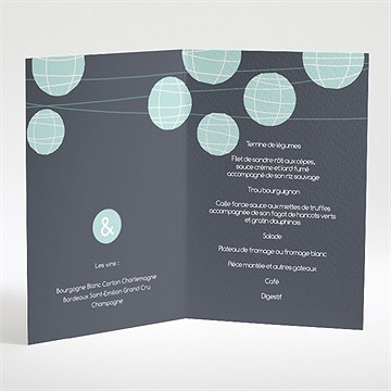 Menu mariage guirlande de lampions ardoise - Intérieur du menu