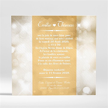 Faire-part mariage scintillements - Dos du faire-part