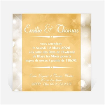 Carton d'invitation mariage scintillements