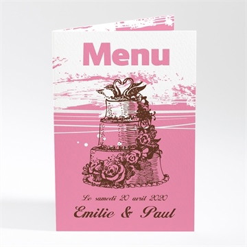 Menu mariage le gâteau rose et blanc