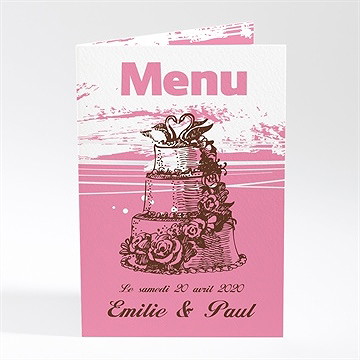 Menu mariage le gâteau rose et blanc
