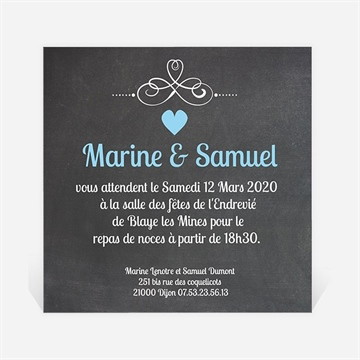 Carton d'invitation mariage vintage ardoise photo