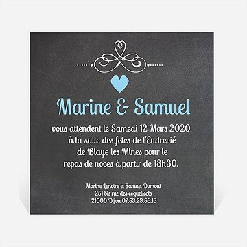 Carton d'invitation mariage vintage ardoise photo