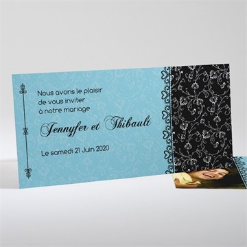 Faire-part mariage en bleu et noir