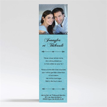 Remerciement mariage en bleu et noir