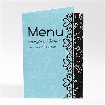 Menu mariage en bleu et noir