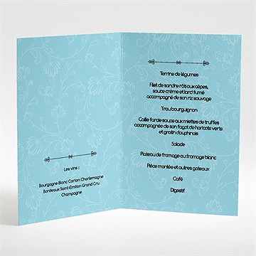 Menu mariage en bleu et noir - Intérieur du menu