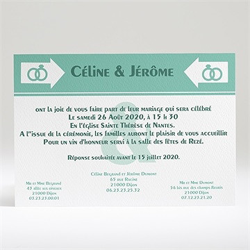 Faire-part mariage destination notre bonheur - Dos du faire-part