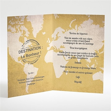 Menu mariage carte postale voyage - Intérieur du menu