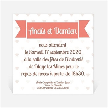 Carton d'invitation mariage ballon en coeur poétique